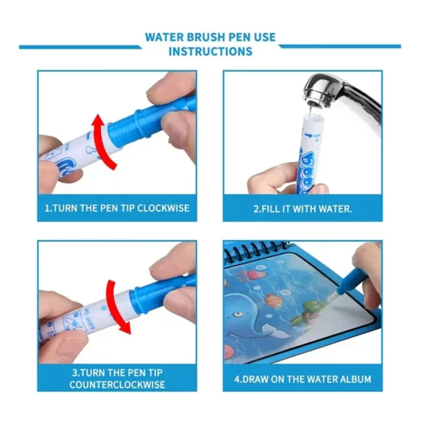 Magic Water Quick Dry Book With Magic Pen