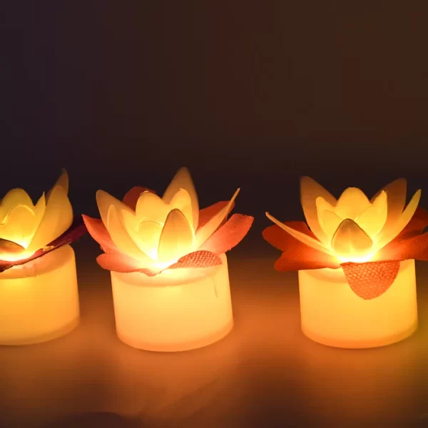 Decoration CandlesLed Diwali Decor Lotus Flower Candle